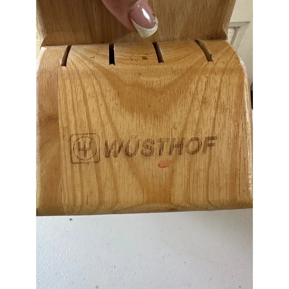 Wusthof 13-Slot Beech Wood Laser Engraved Logo European Cutlery Knife Block